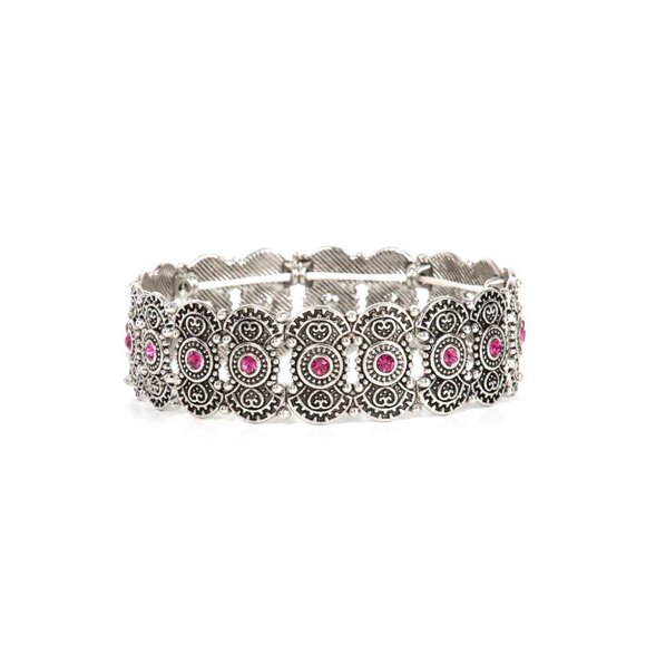 Paparazzi Jewelry Accessories - Rapturous Romance - Pink Bracelet - Vintage - Picture 2 of 4